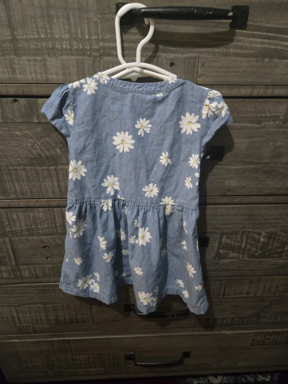 Carter's 2T Blue Chambray Daisy Floral Dress Toddler Girls Short Sleeve